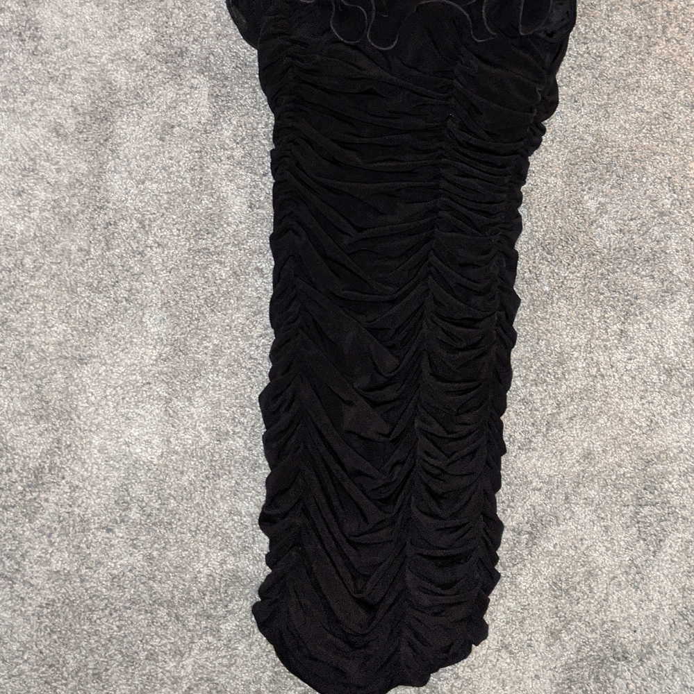 Black Ruffle Bodycon Dress - Picture 2 of 2